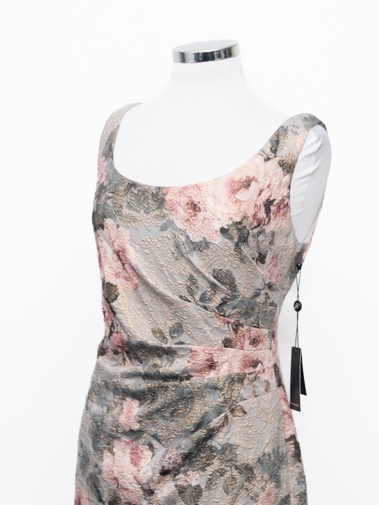 Adrianna Papell - Metallic Floral-Print Column Gown - Picture 12 of 13
